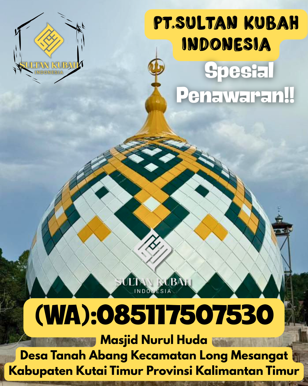 Kubah masjid galvalum berkualitas dan terjamin, 085117507530. Menggala – Kabupaten Tulang Bawang