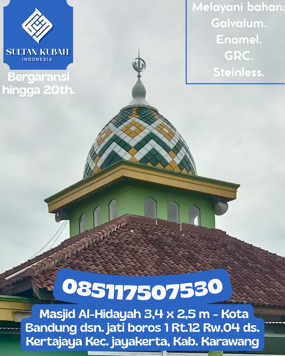 Kubah Masjid Terjangkau dengan Kualitas Premium Bergaransi 085117507530 Tiris — Kab. Probolinggo
