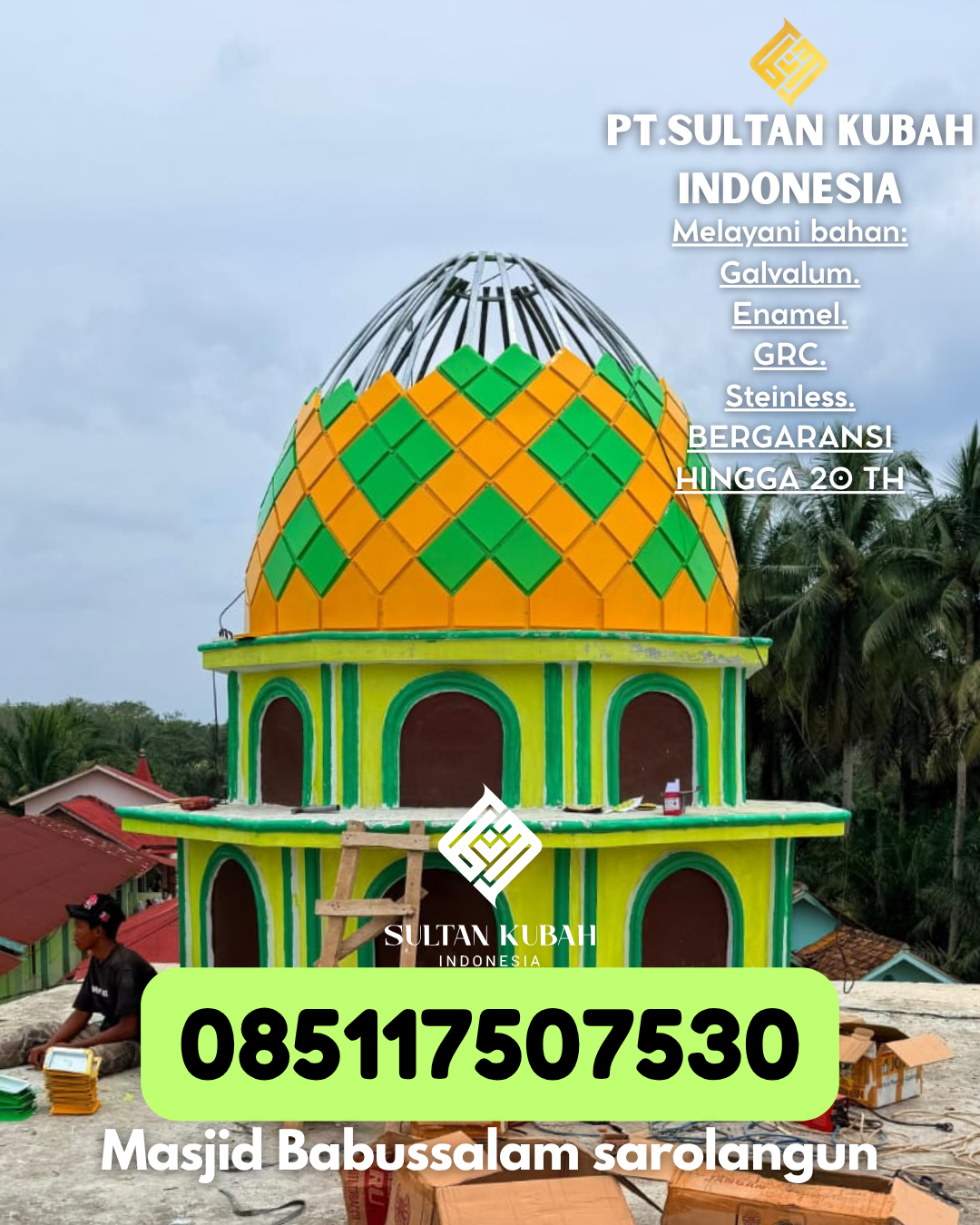 KUBAH MASJID DESAIN ELEGAN DI KEC Kebumen Kota, KAB Kebumen (WA: 085117507530)