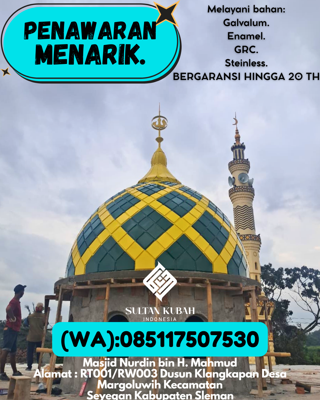 PABRIK KUBAH MASJID MODERN DI KEC Palimanan, KAB Cirebon (WA: 085117507530)