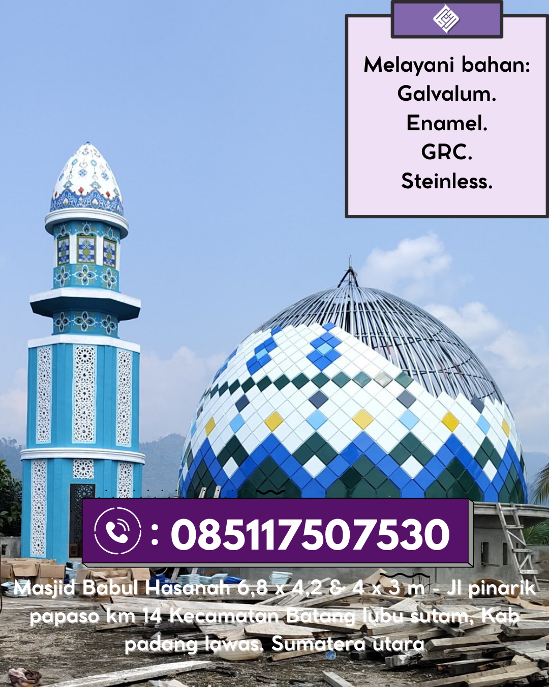 Kubah Masjid Berkualitas Tinggi Garansi Resmi Harga Terjangkau 085117507530 Ponrang Selatan – Luwu