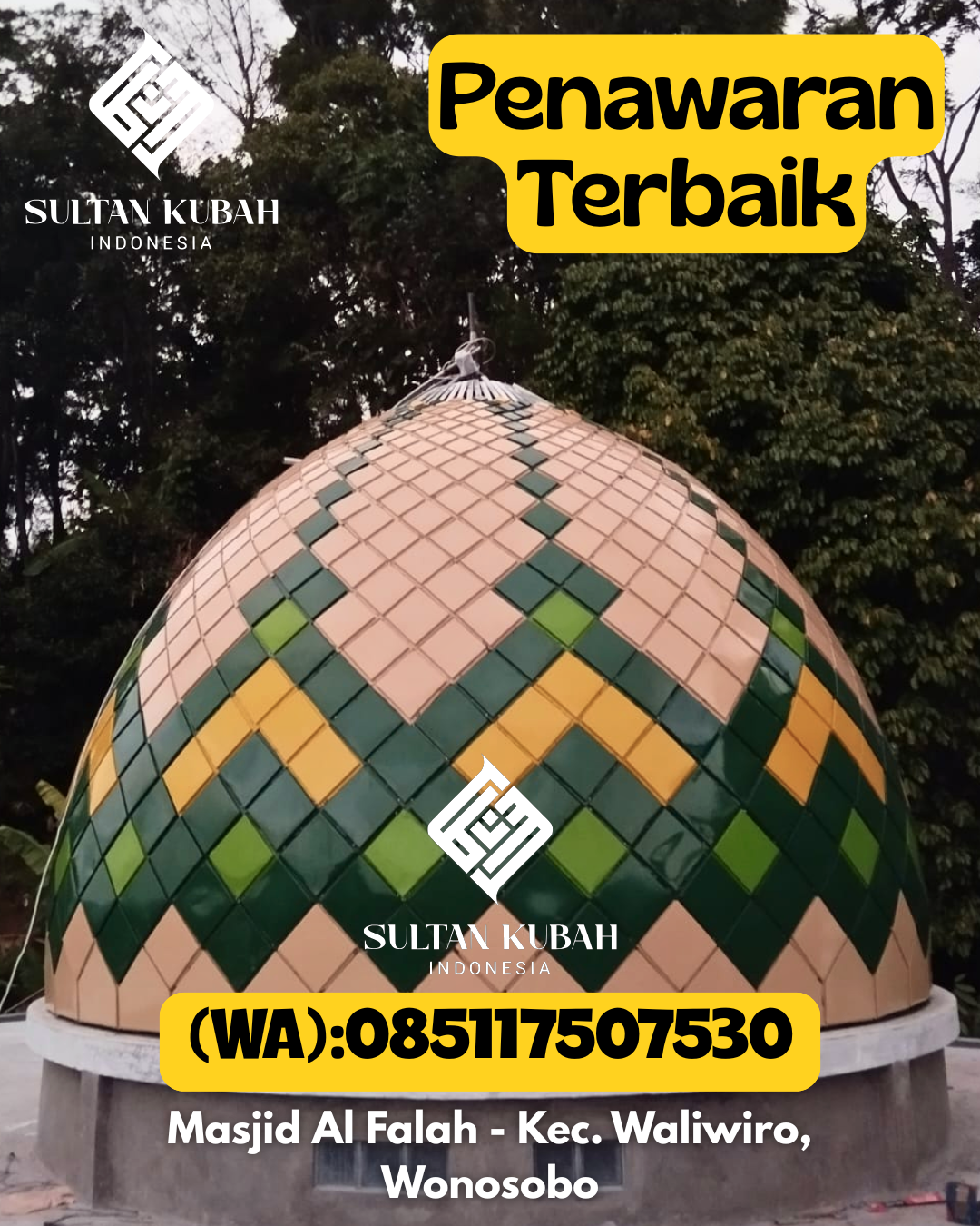 Penjual Kubah Masjid Galvalum Harga Pabrik Garansi 5 Tahun 085117507530 Tapalang Barat – Kab Mamuju