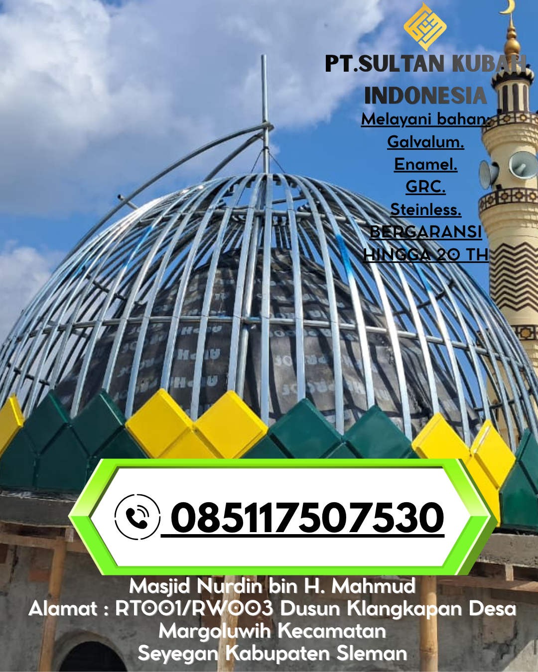 Kubah Masjid Premium Harga Terjangkau 085117507530 Tentena – Poso