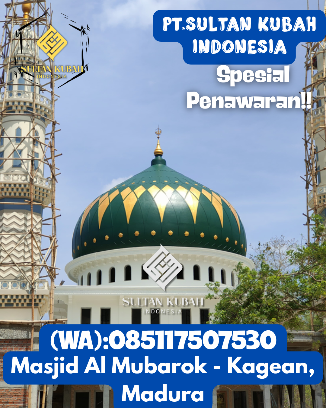 Kubah Masjid GRC Anti Retak Tahan Cuaca Kualitas Garansi 085117507530 Sanga Desa – Kabupaten Musi Banyuasin