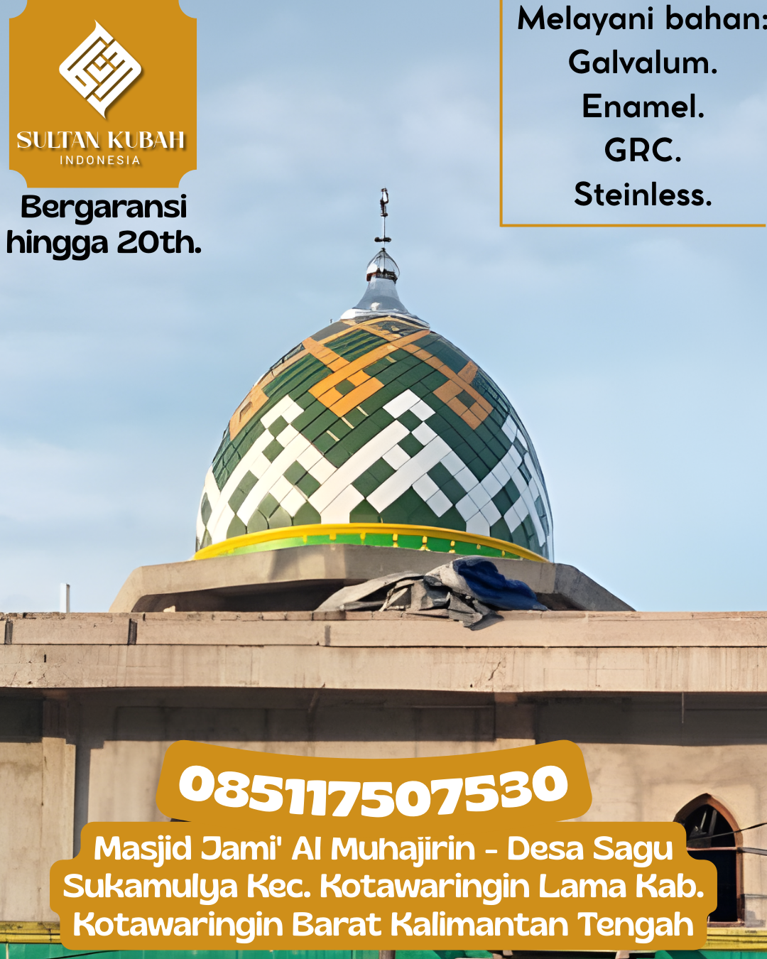 Kubah Masjid Modern Elegan Kualitas Premium Bergaransi 085117507530 Banyuwangi — Kab. Banyuwangi