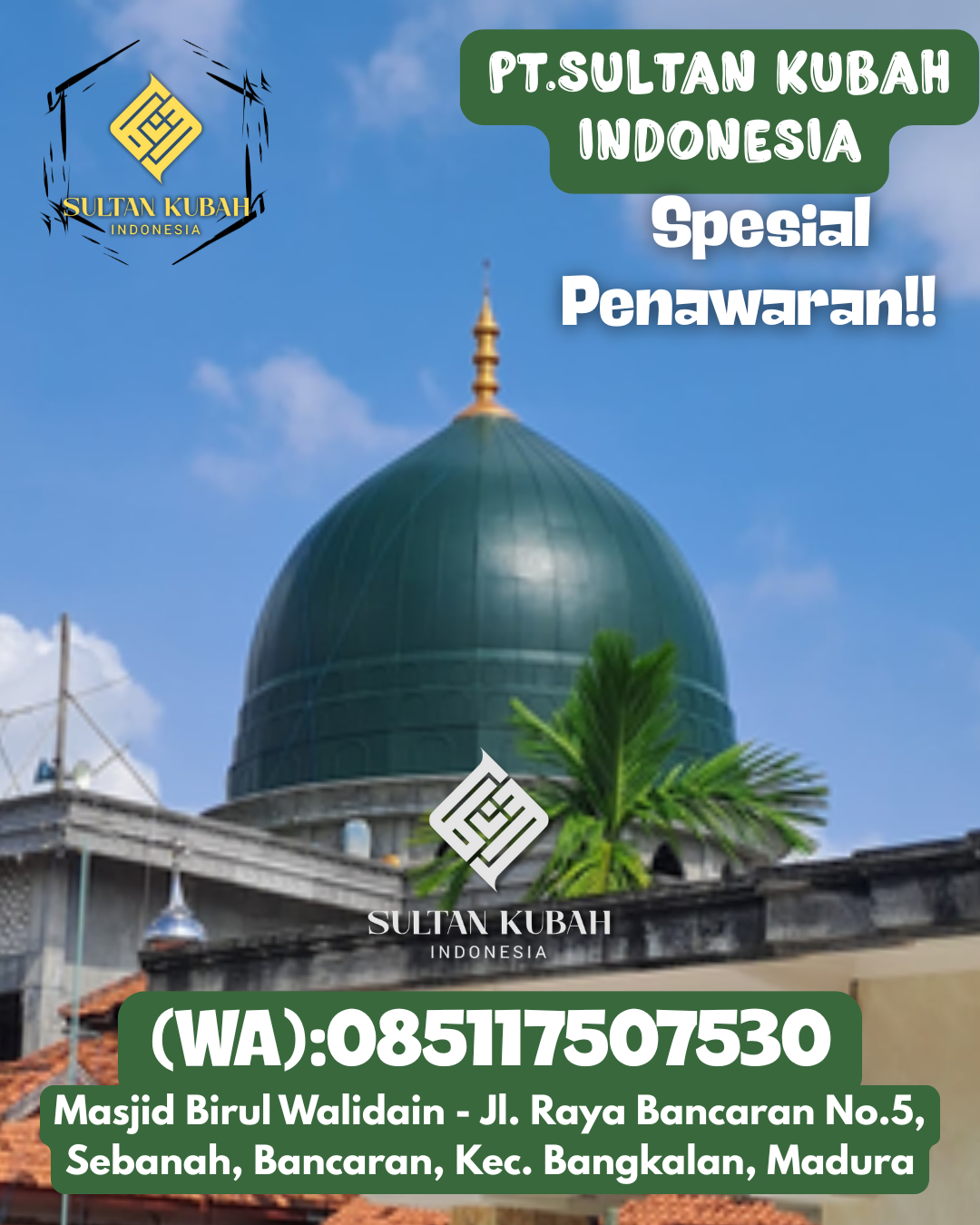 Kubah Masjid GRC Anti Retak Tahan Cuaca Kualitas Garansi 085117507530 Sungai Lilin – Kabupaten Musi Banyuasin