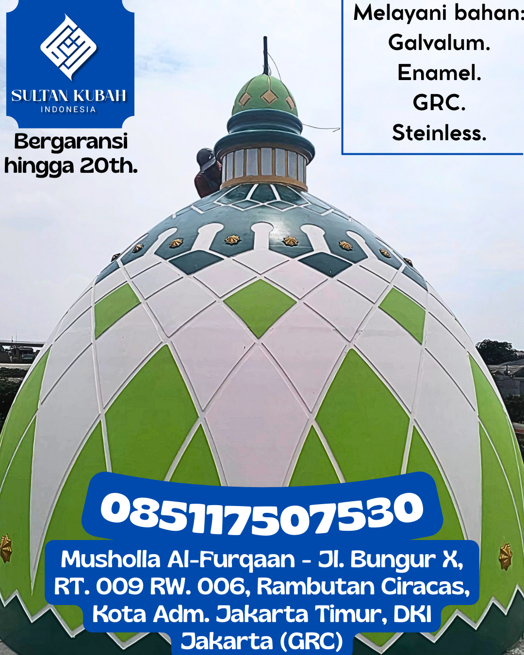 Termurah Kubah GRC Masjid Proyek Rapi Kualitas Garansi Lengkap 085117507530 Simpang Tiga – Kabupaten Aceh Besar