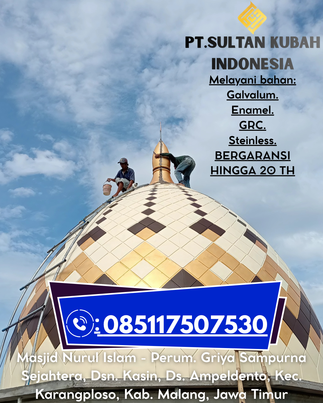 Termurah Kubah Masjid GRC Kualitas Profesional dan Garansi Panjang 085117507530 Sendana – Majene