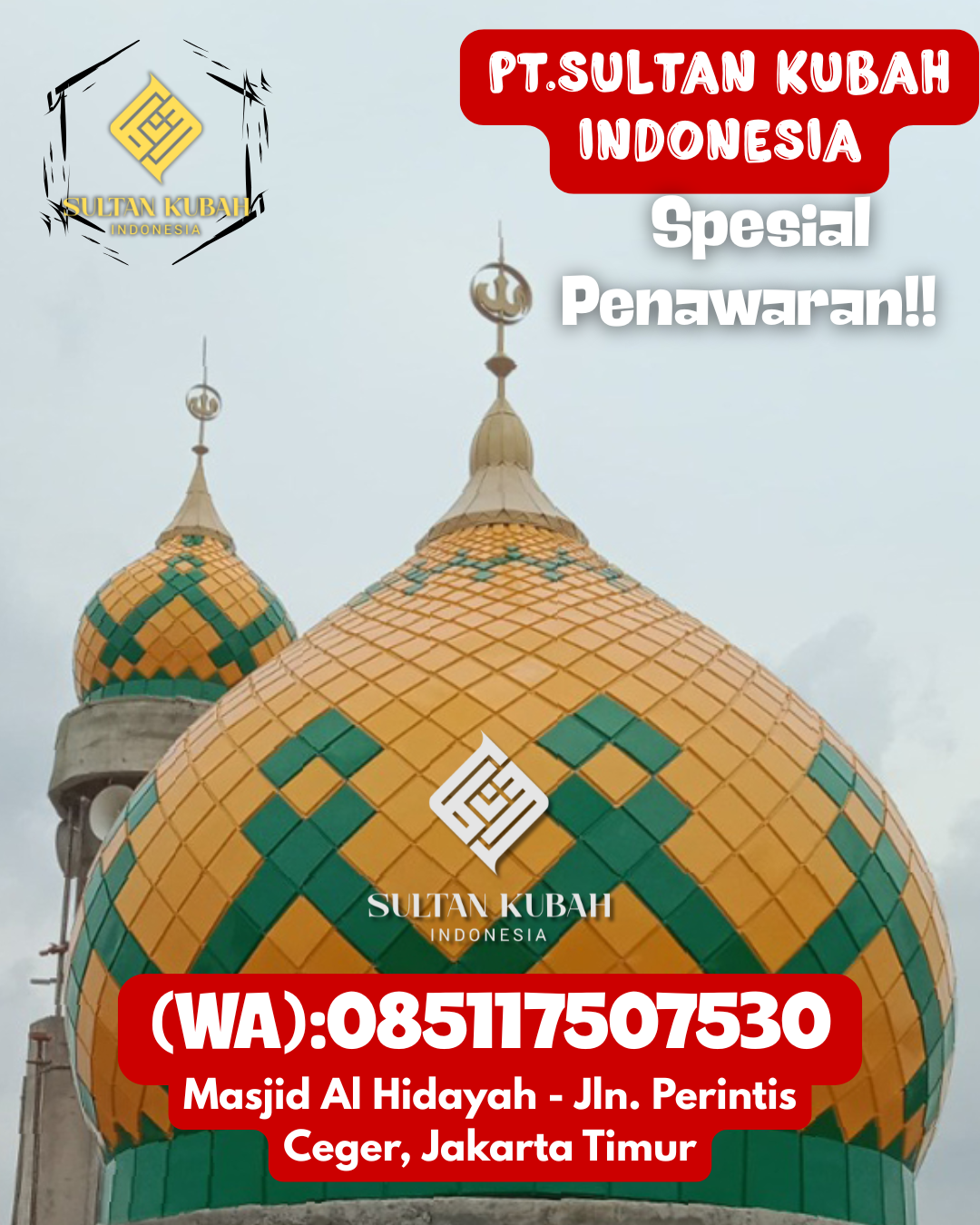 Kubah masjid galvalum kokoh dengan garansi resmi, 085117507530.Tering – Kabupaten Kutai Barat