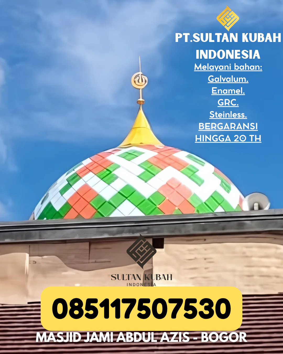 JUAL KUBAH MASJID MODERN DI KEC Tolitoli, KAB Tolitoli (WA: 085117507530)