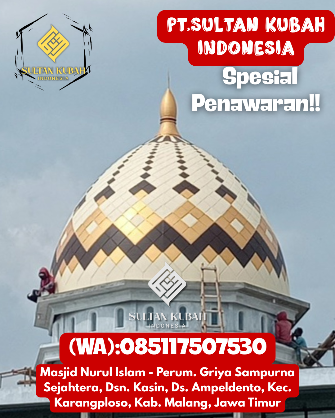 Kubah Masjid GRC Ukuran Custom Kualitas Teruji Garansi Panjang 085117507530 Tanjung Pura – Kabupaten Langkat