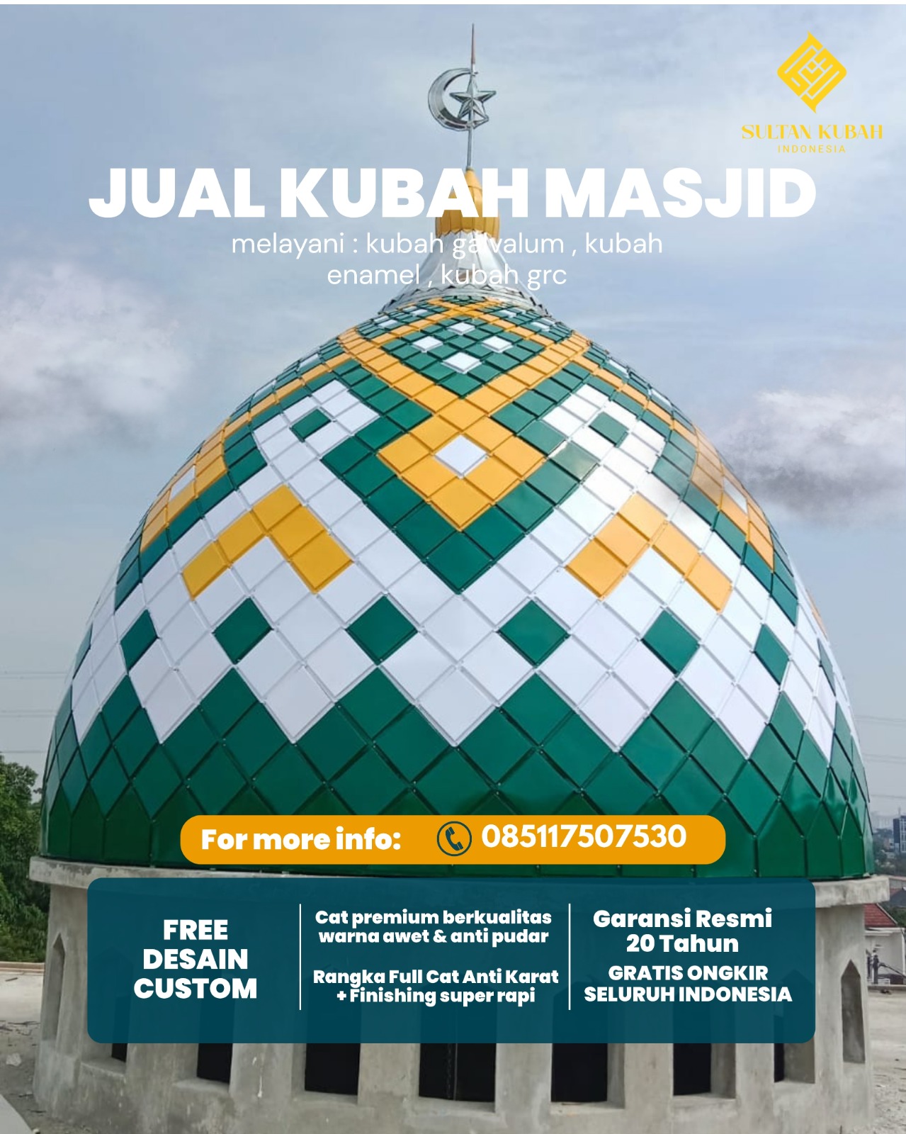 Kubah Masjid Berkualitas Terjamin Awet Bertahun-Tahun 085117507530 Dua Boccoe, Bone