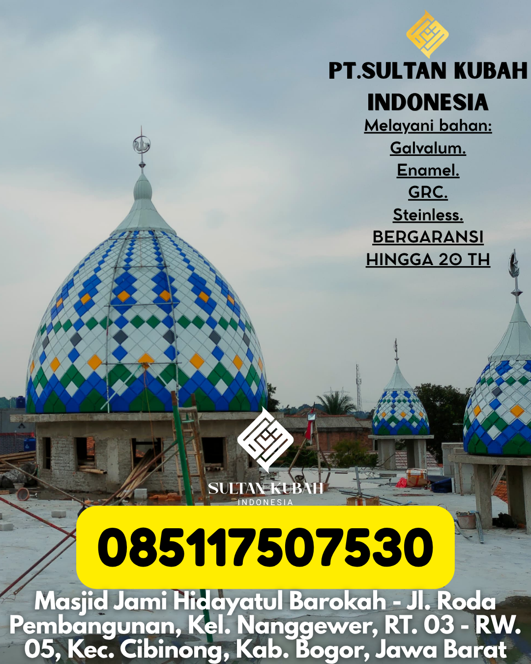 KUBAH MASJID DESAIN ELEGAN DI KEC Bungku Tengah, KAB Morowali (WA: 085117507530)