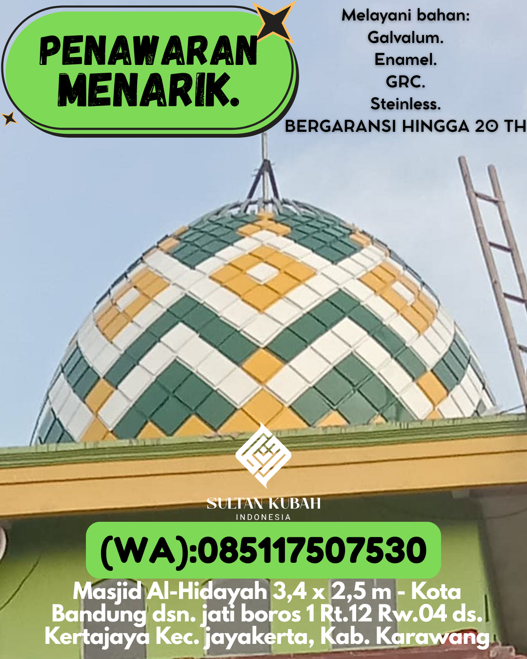 JUAL KUBAH MASJID MODERN DI KEC Atambua, KAB Belu (WA: 085117507530)