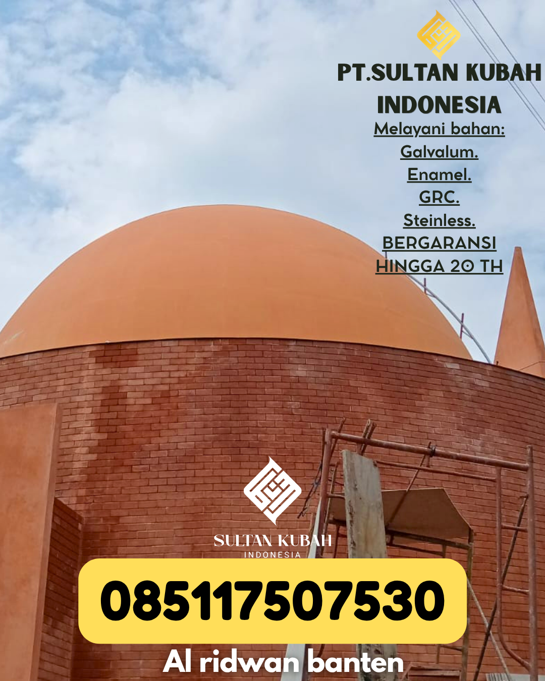 Kubah Masjid GRC Anti Retak Tahan Cuaca Kualitas Garansi 085117507530 Lambuya – Konawe