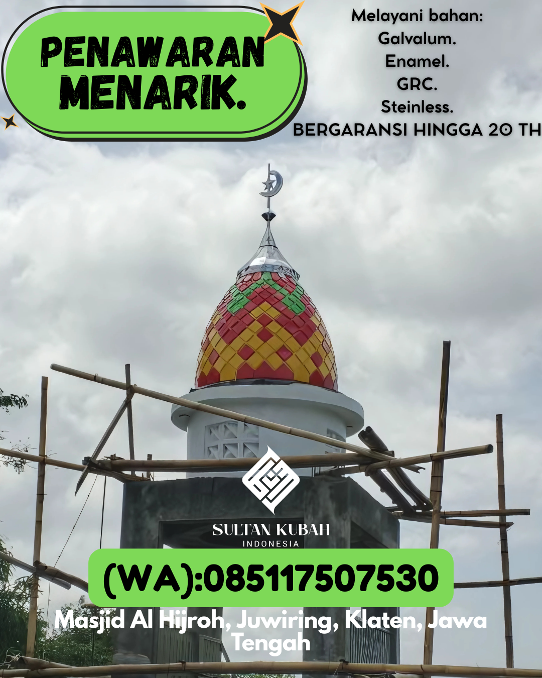 PABRIK KUBAH MASJID MODERN DI KEC Palimanan, KAB Cirebon (WA: 085117507530)