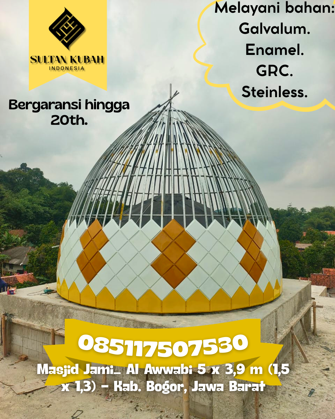 Kubah Masjid Premium Kuat dan Tahan Lama untuk Bangunan Ibadah 085117507530 Lilirilau — Kab. Soppeng