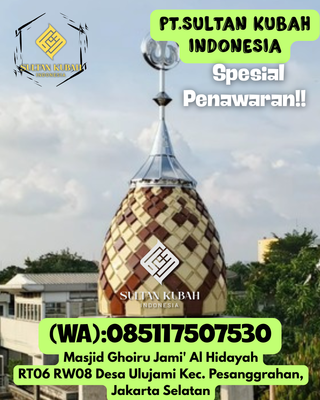 Kubah Masjid Modern Terjangkau Kualitas Premium dan Tahan Lama 085117507530 Cempaga — Kab. Kotawaringin Timur