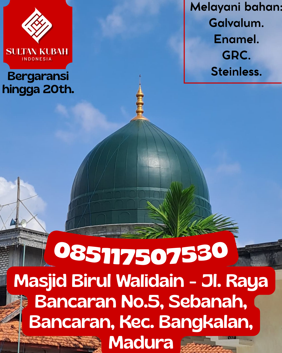 Penjual Kubah GRC Masjid Konsultasi Desain Kualitas dan Garansi 085117507530 Darul Hikmah – Kabupaten Aceh Besar