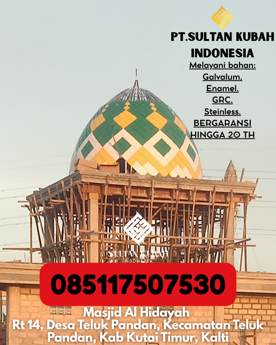 PABRIK KUBAH MASJID MODERN DI KEC Sekadau Hilir, KAB Sekadau (WA: 085117507530)