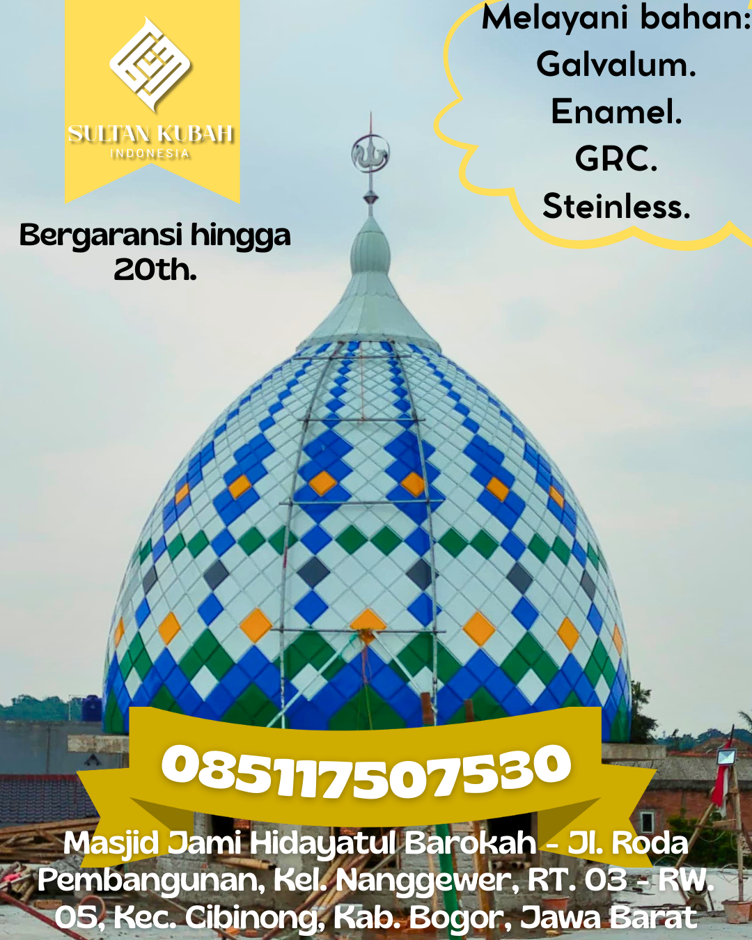 Kubah Masjid Premium dengan Tampilan Elegan dan Berkualitas 085117507530 Suli — Kab. Luwu