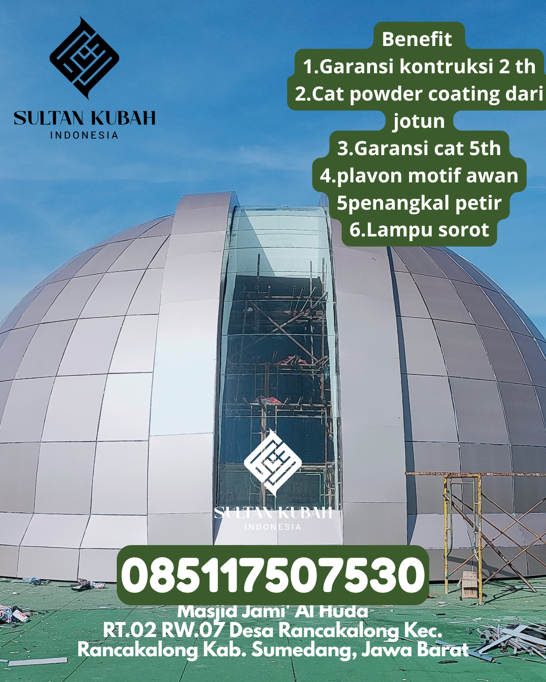 Kubah Masjid Galvalum Premium Garansi 5 Tahun 085117507530 Bonto Bahari – Bulukumba