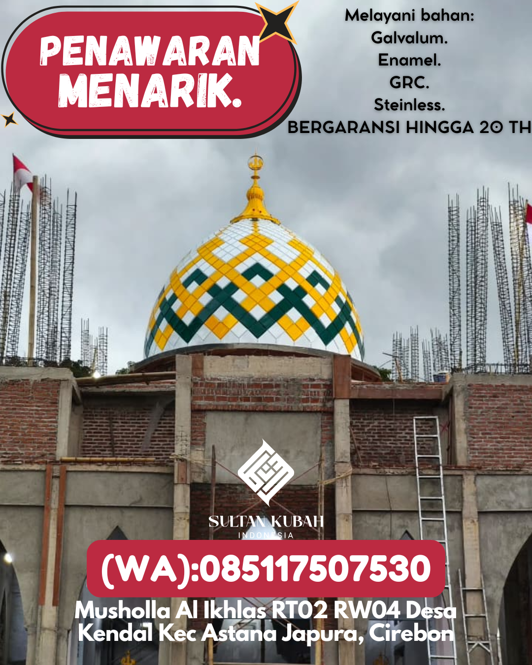 JUAL KUBAH MASJID PREMIUM DI KEC Tulungagung Kota, KAB Tulungagung (WA: 085117507530)