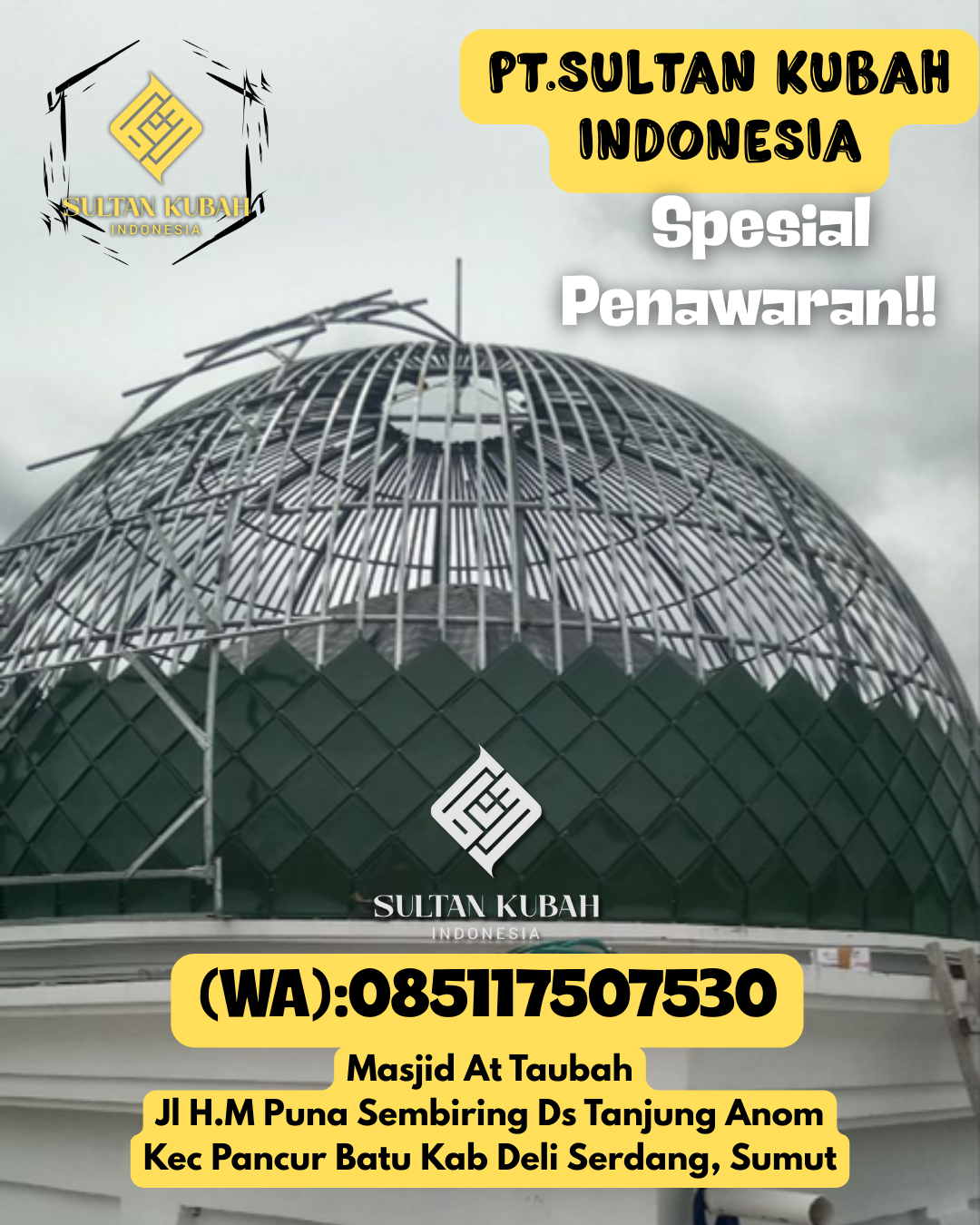 Kubah masjid galvalum kualitas terpercaya dengan garansi, 085117507530.Limboro – Kab. Polewali Mandar