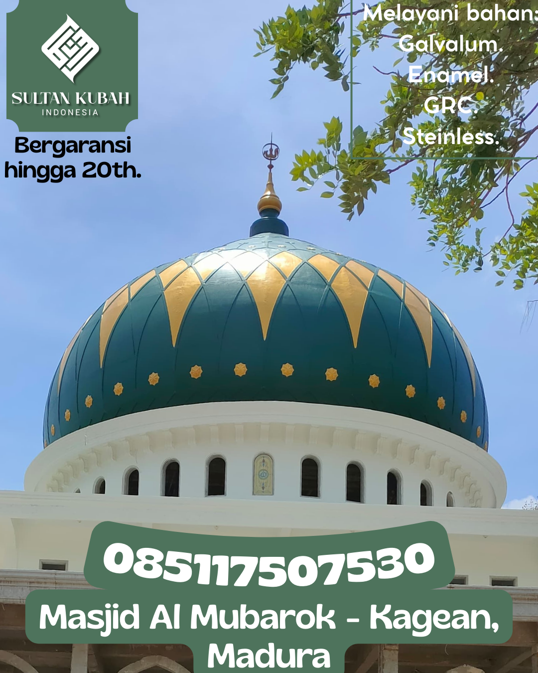 Kubah GRC Masjid Tampilan Elegan Kualitas Terjamin 085117507530 Johan Pahlawan – Kabupaten Aceh Barat