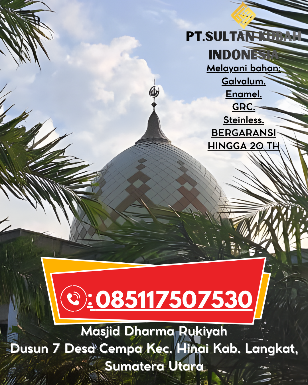 Kubah Masjid Stainless Premium Garansi 085117507530 Sukaraja – Bogor
