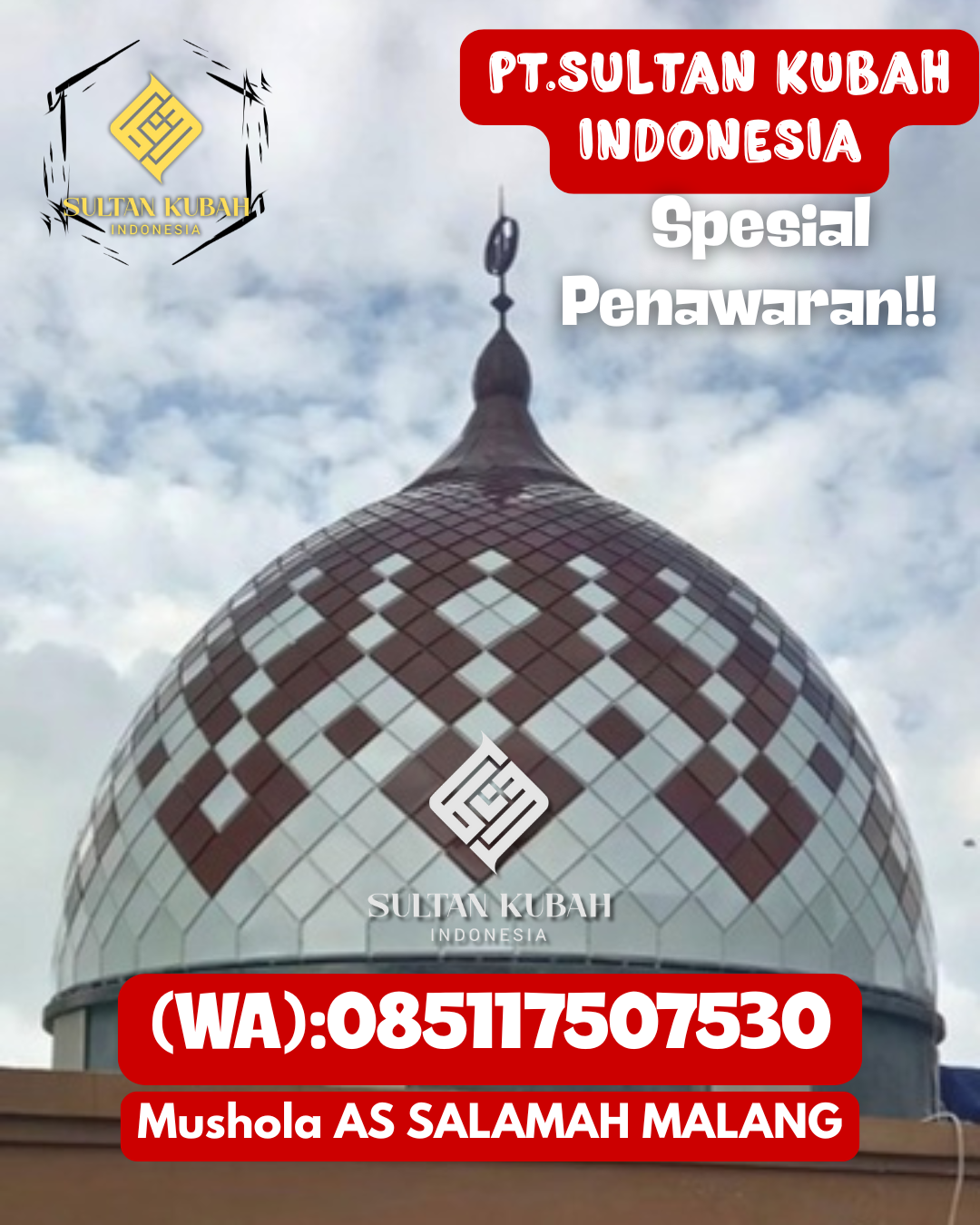 Kubah Masjid Modern dengan Desain Elegan dan Kualitas Tinggi 085117507530 Teluk Bayur — Kab. Berau