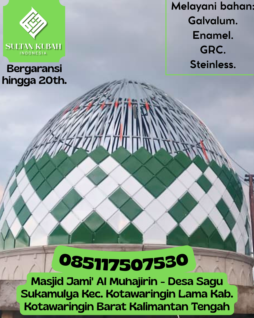 Kubah Masjid Premium Tahan Cuaca Awet Bertahun-Tahun 085117507530 Gambiran — Kab. Banyuwangi