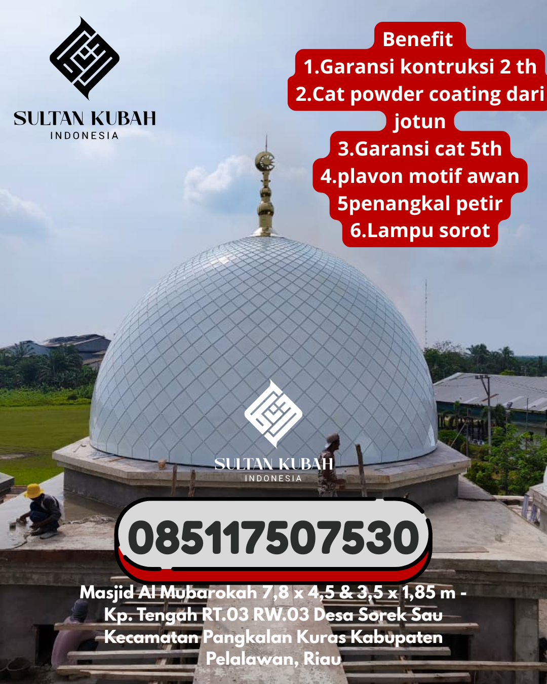 Kubah masjid galvalum pilihan tepat, 085117507530.Bangunrejo – Kabupaten Lampung Tengah