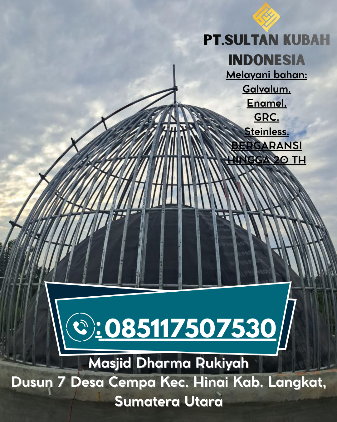 Kubah Masjid Desain Eksklusif Garansi 5 Tahun 085117507530 Baleendah – Bandung