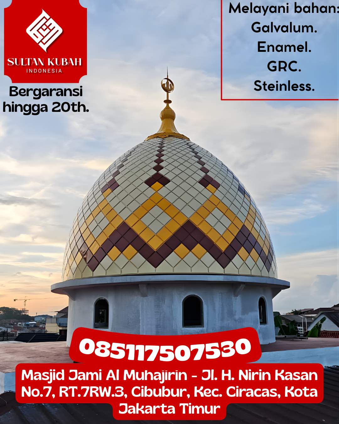 Kubah Masjid Modern Desain Elegan Kualitas Premium Bergaransi 085117507530 Ajung — Kab. Jember