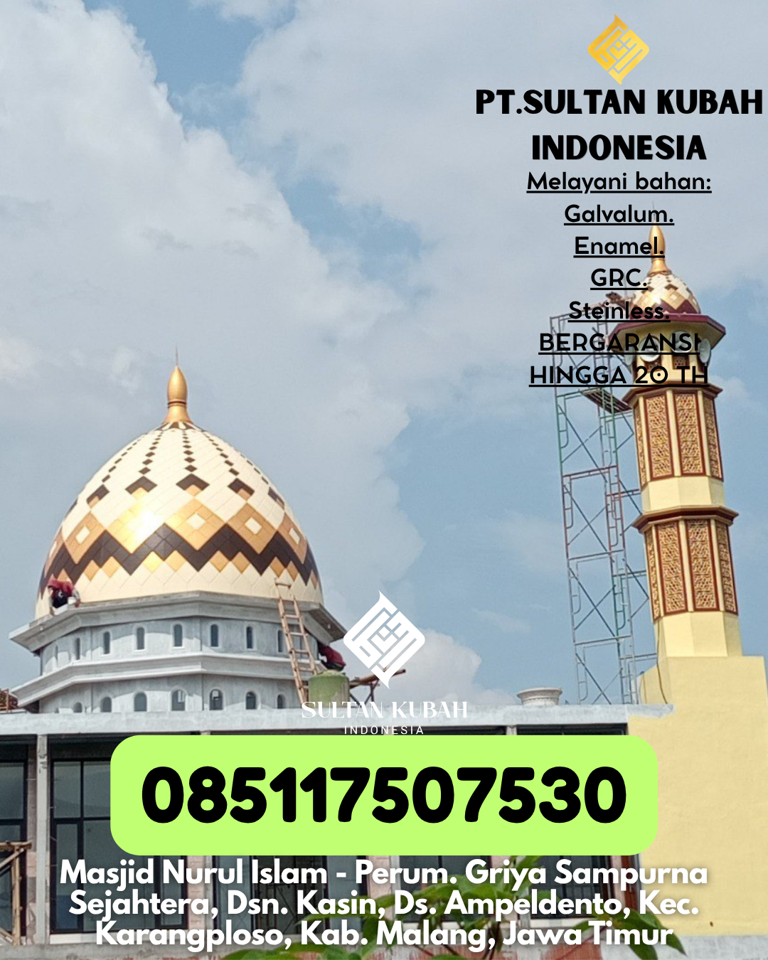 Termurah Kubah GRC Masjid Proyek Rapi Kualitas Garansi Lengkap 085117507530 Routa – Konawe