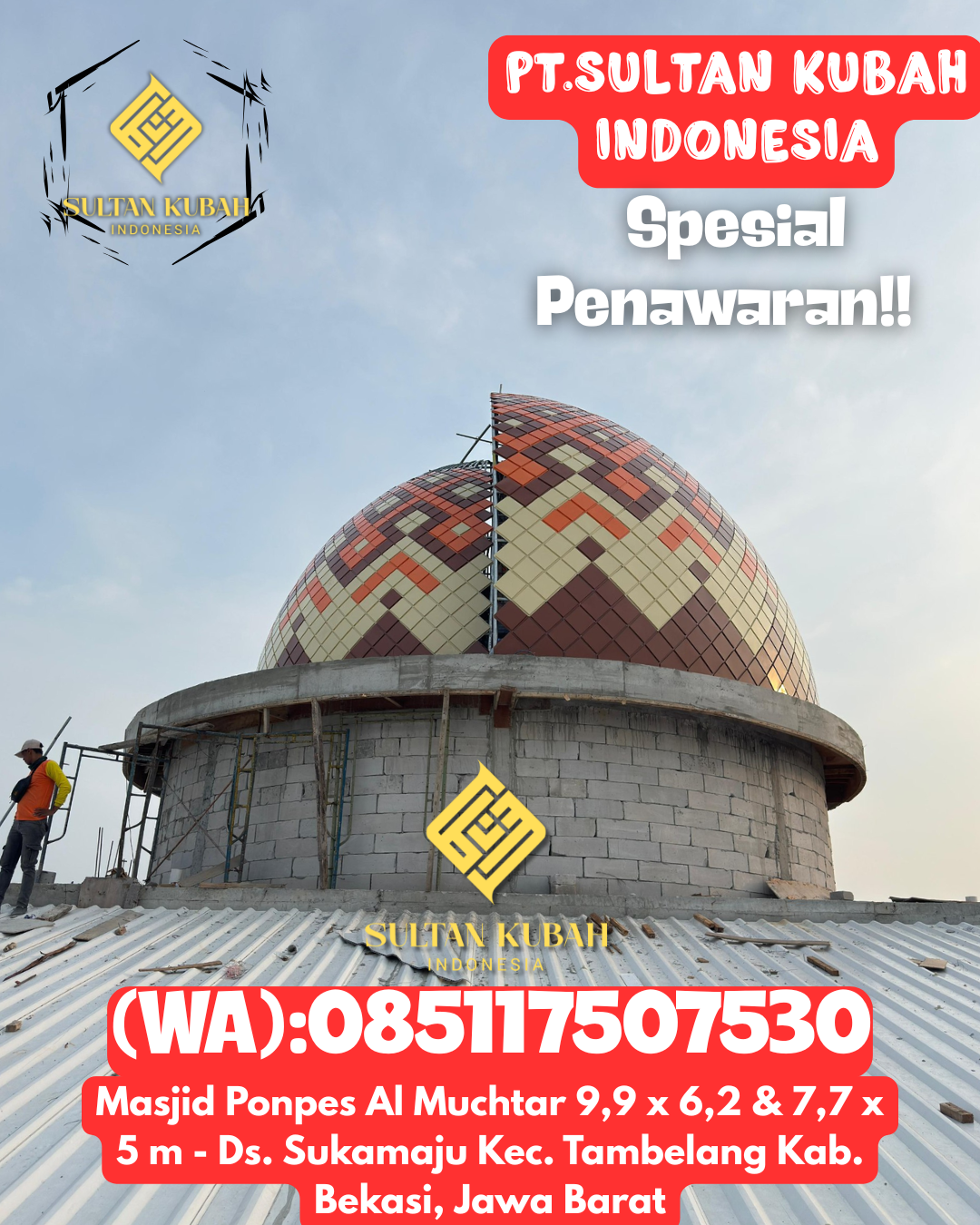 Kubah masjid galvalum pilihan tepat, 085117507530.Kelumbayan – Kabupaten Tanggamus