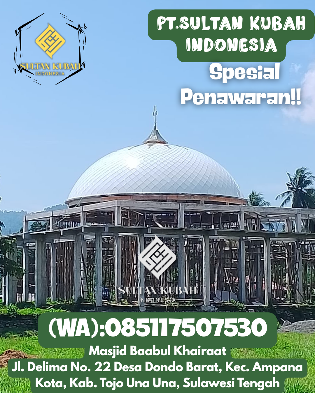 Kubah masjid galvalum kokoh dengan garansi resmi, 085117507530.Dempet — Kabupaten Demak