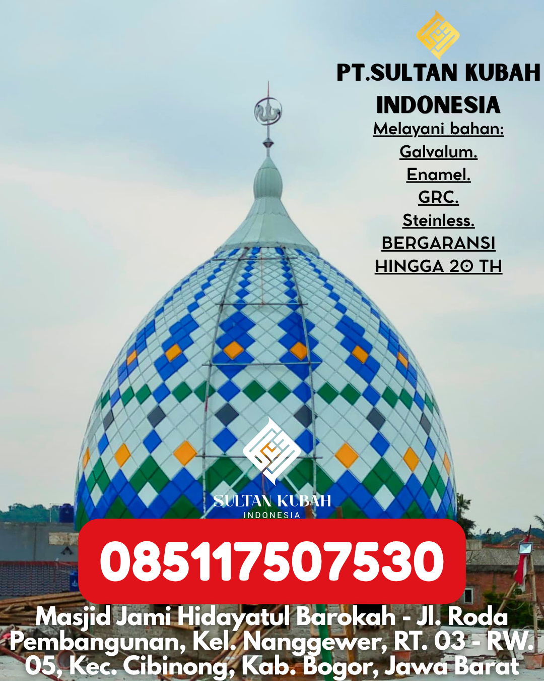 JUAL KUBAH MASJID BERGARANSI DI KEC Raha, KAB Muna (WA: 085117507530)