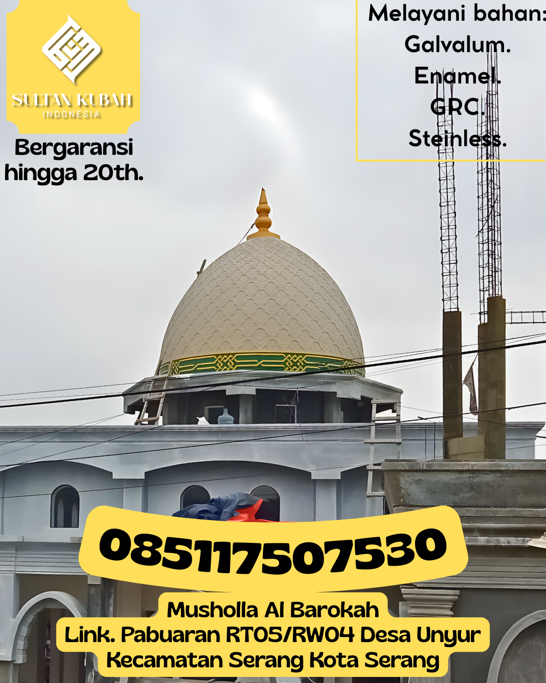 Kubah Masjid GRC Harga Pabrik Kualitas Tinggi dan Garansi 085117507530 Jorong – Kabupaten Tanah Laut