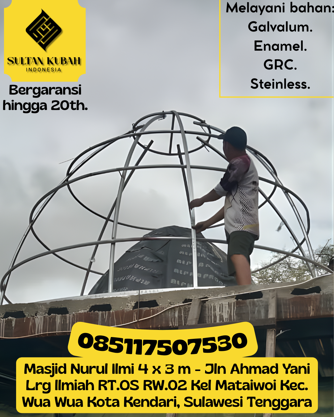 Kubah Masjid Modern dengan Desain Elegan dan Kualitas Tinggi 085117507530 Sungai Batang – Kabupaten Indragiri Hilir