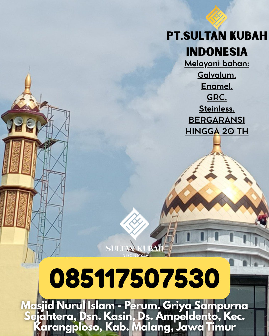 Termurah Kubah Masjid GRC Warna Tajam Kualitas Awet Garansi Resmi 085117507530 Latoma – Konawe