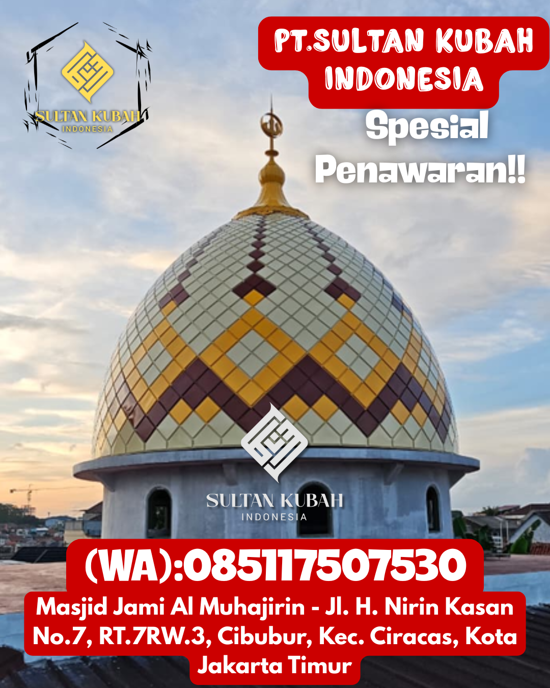 Kubah Masjid Premium dengan Tampilan Elegan dan Berkualitas 085117507530 Menggala — Kab. Tulang Bawang