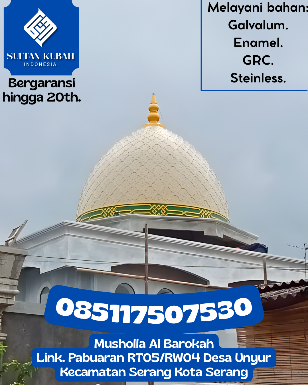 Penjual Kubah Masjid GRC Kualitas Terbaik Bergaransi 085117507530 Kintap – Kabupaten Tanah Laut