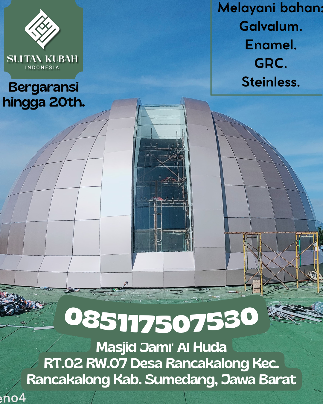 Kubah Masjid Terjangkau dengan Kualitas Premium Bergaransi 085117507530 Latambaga – Kabupaten Kolaka