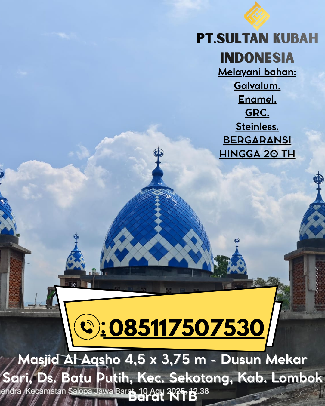 Kubah Masjid Stainless Berkualitas Premium 085117507530 Ciamis – Ciamis