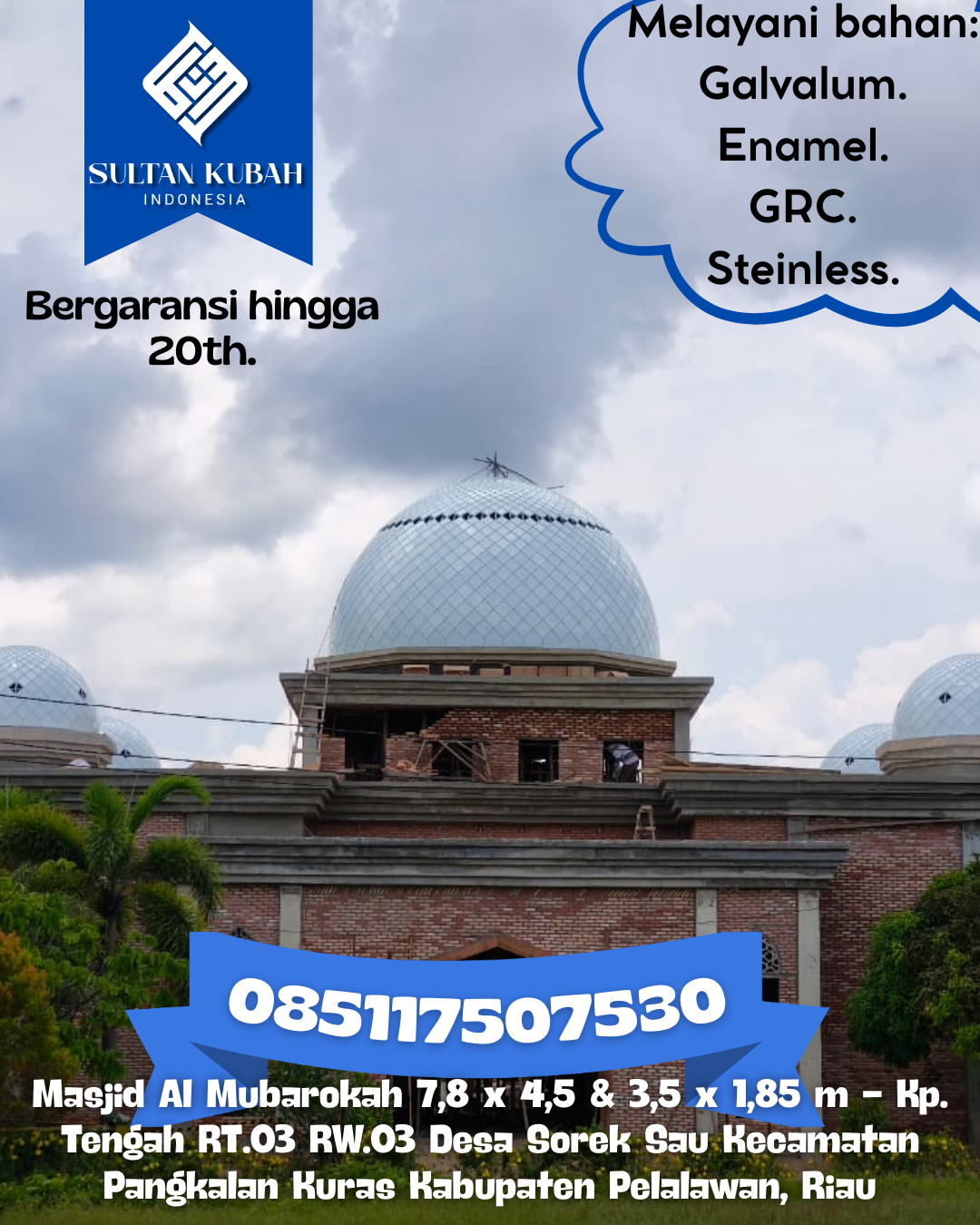 Kubah Masjid Terjangkau Kualitas Premium Tahan Lama 085117507530 Enrekang — Kab. Enrekang