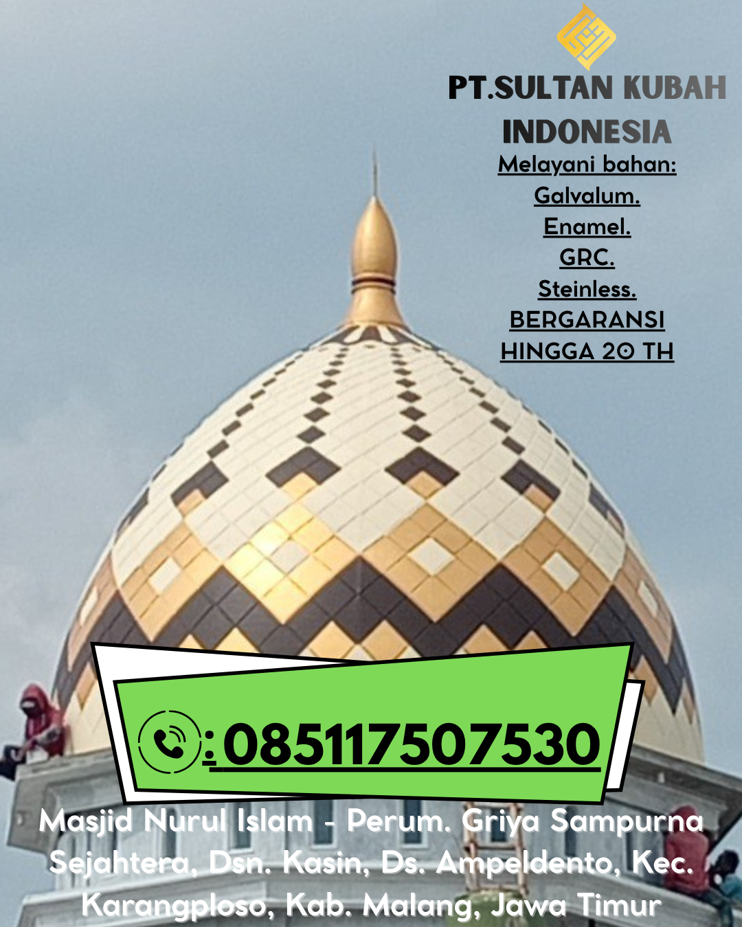 Penjual Kubah Masjid GRC Kualitas Terbaik Bergaransi 085117507530 Bangkalan – Bangkalan