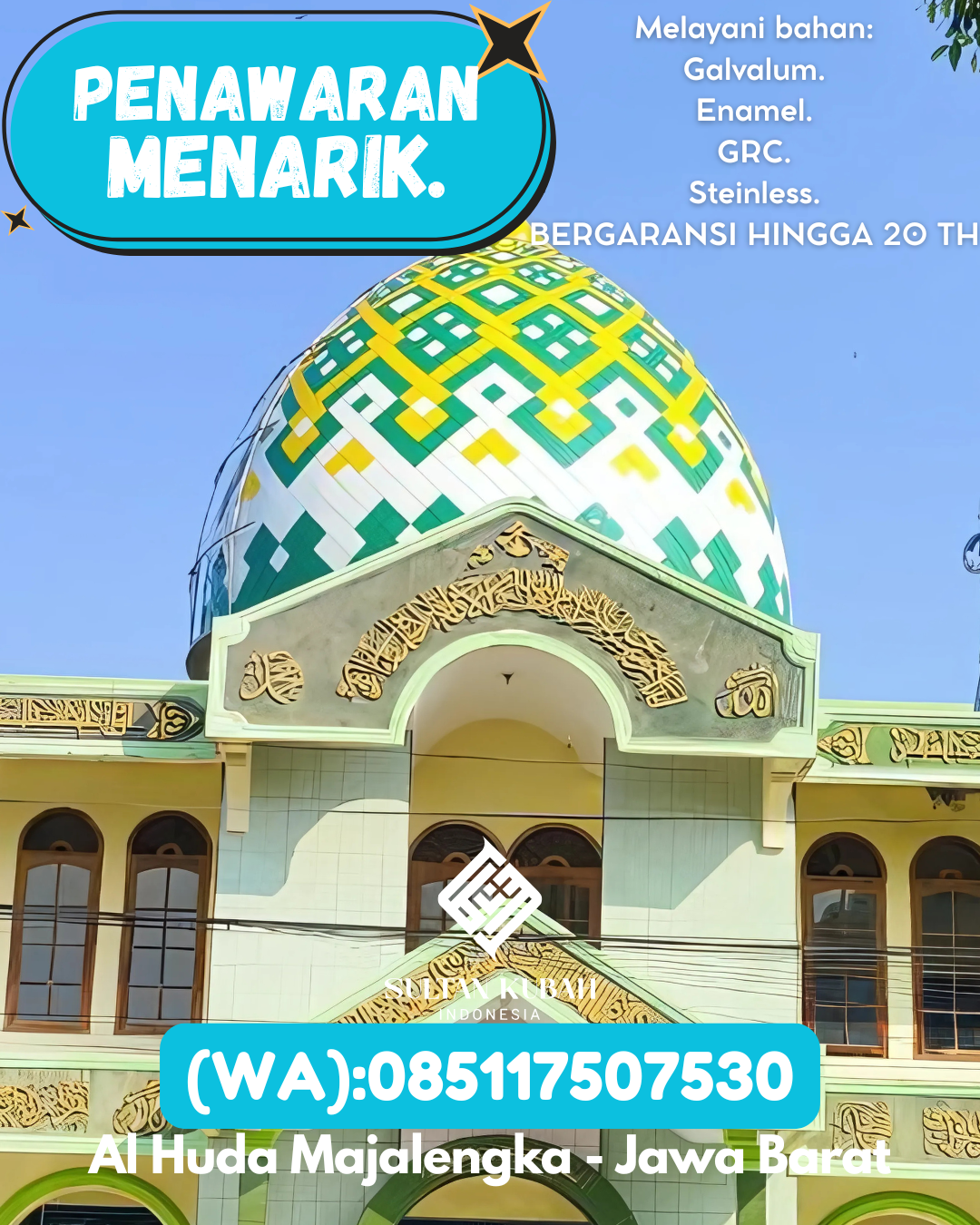 PRODUSEN KUBAH MASJID TAHAN LAMA DI KEC Takengon, KAB Aceh Tengah (WA: 085117507530)