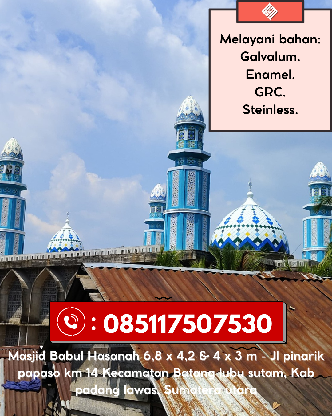 Kubah Masjid Berkualitas Premium dengan Garansi 5 Tahun 085117507530 Larompong – Luwu